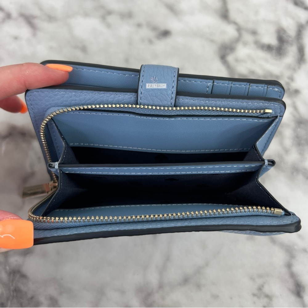Kate Spade Leila Dome Backpack & Medium Compact Bifold Wallet In Dusty Blue - Picture 16 of 16